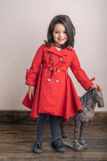 Girls red trench coat sale