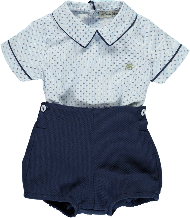 Baby Boy Blue Cotton Shorts Set