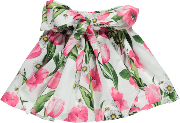 White & Pink Cotton Skirt