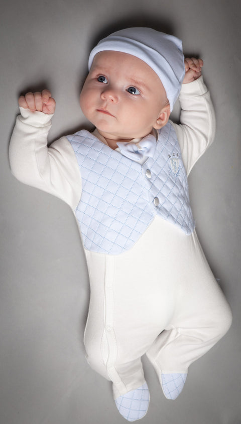 Boys Babygrow All In One Waist Coat Outfit