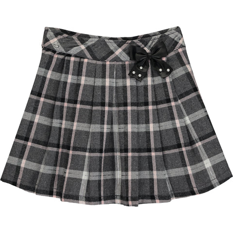 Girl Grey and Silver Check Skirt