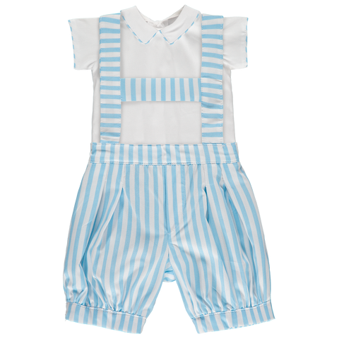 Baby Striped Blue Shirt and Shorts Set