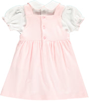 Girls Hand-Embroidered Flopsy Bunny Pink Cotton Dress and Top Set