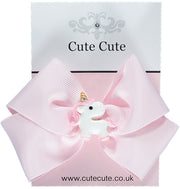 Large Pink Bow Unicorn Hair Clip