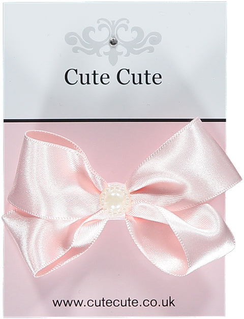 Pink Small Satin Bow Hairclip