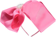 Pink Oversized Bow with White PomPom Headband