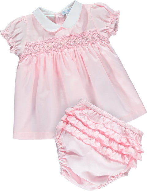 Girls Pink Dress Hand-Embroidered