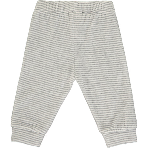 Unisex Ivory and Grey Stripe Top and Trousers Set