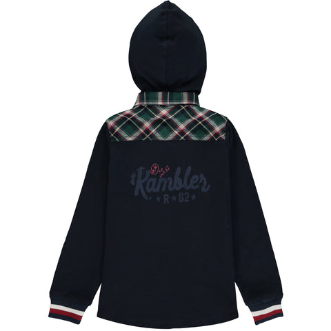 Blue and Green Check Hooded Shirt