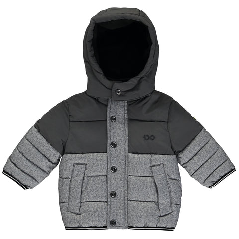 Boys Grey and Navy Blue Puffer Jacket