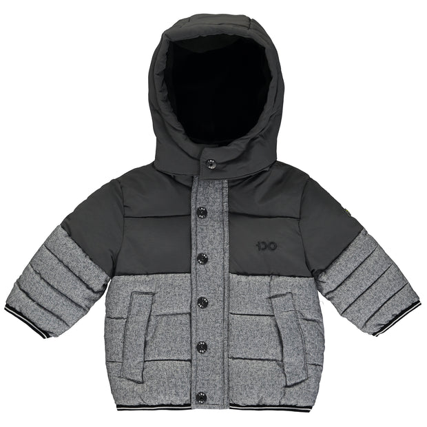 Boys Grey and Navy Blue Puffer Jacket