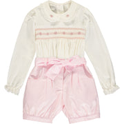 Girls Hand-Smocked Shorts Outfit Set