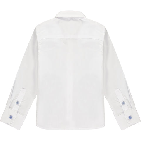Boys Smart White Cotton Long Sleeved Shirt