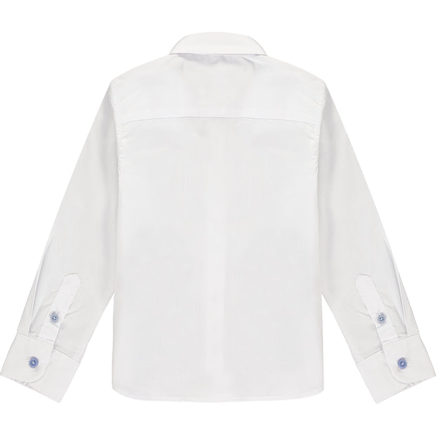 Boys Smart White Cotton Long Sleeved Shirt