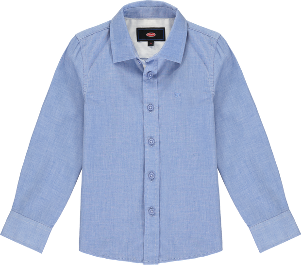 Boys Smart Blue Cotton Long Sleeved Shirt