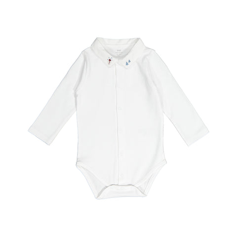 Baby Boys White Cotton Bodysuit