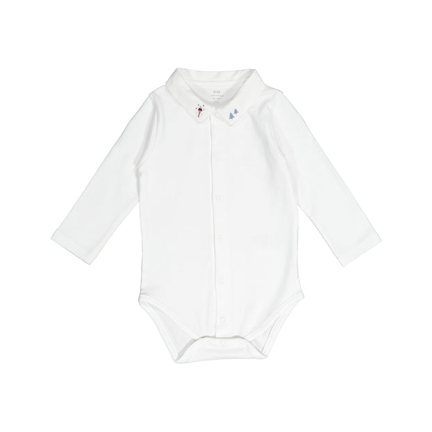 Baby Boys White Cotton Bodysuit