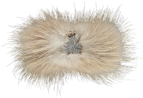 Beige Fur Gold Teddy Hairclip - 10 cm