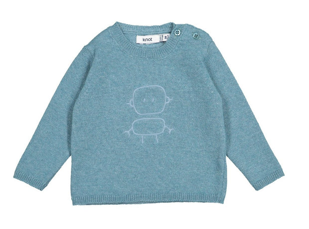 Baby Boys Stone Blue Knitted Wool Jumper