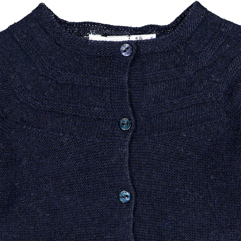 Navy Blue Knitted Wool Cardigan