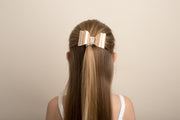 Stiff Gold Bow Crystal Hair Clip