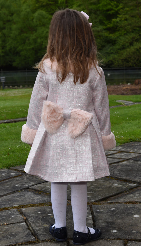 Girls Dress and Jacket Set with Faux Fur