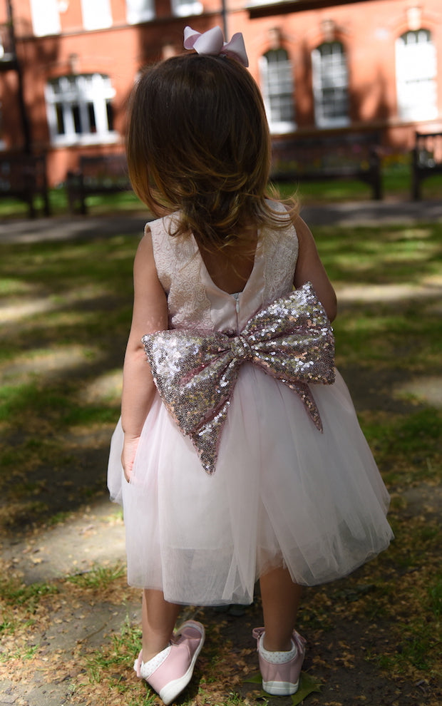 Girl Pink Dress with Sparkly Sequins