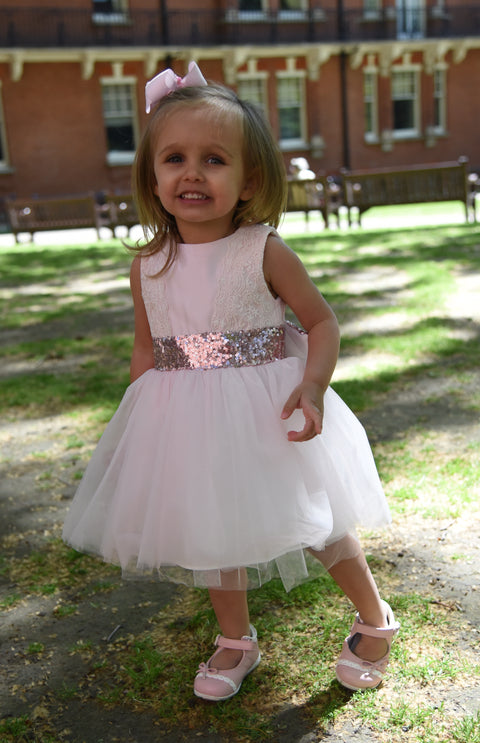 Girl Pink Dress with Sparkly Sequins