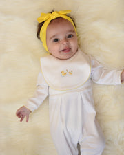 Baby Girl White Cotton Bib