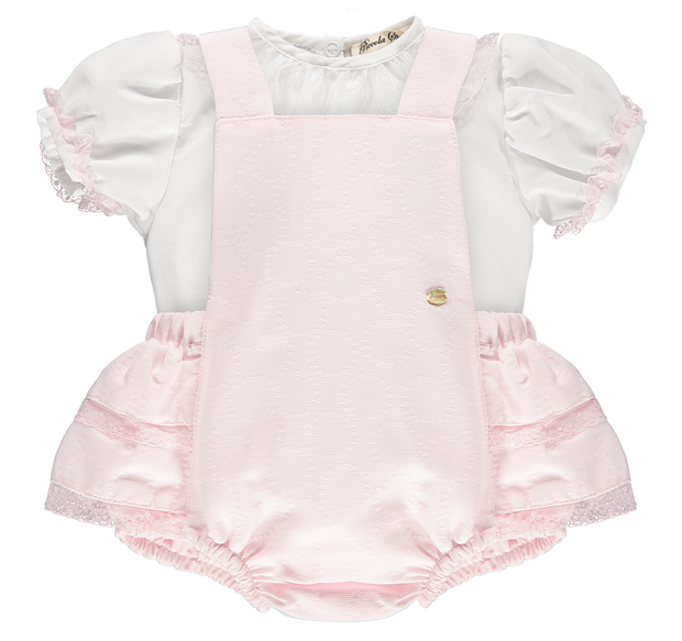 Girl White and Pink 2 Piece Outfit Set