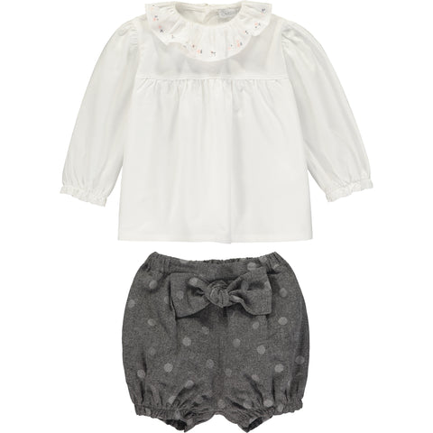 Baby Girl Grey Sparkly Cotton Shorts