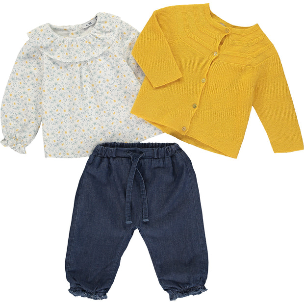 Baby Girl Yellow Knitted Wool Cardigan