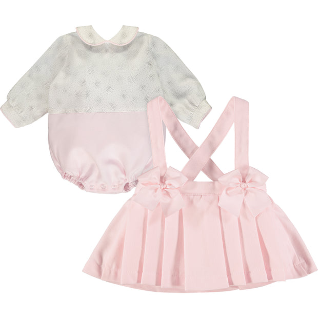 Baby Girl Pink and Ivory Skirt Set
