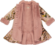 Girls Pink Velvet Coat with Faux Fur