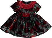 Girl Red and Black Tulle Velvet Dress