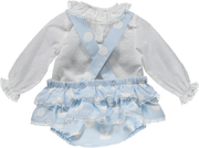 Baby Girl White and Light Blue 2 Piece Outfit Set