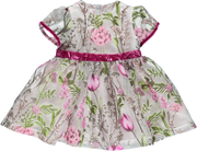 Pink Embroidered Flower Chiffon Dress