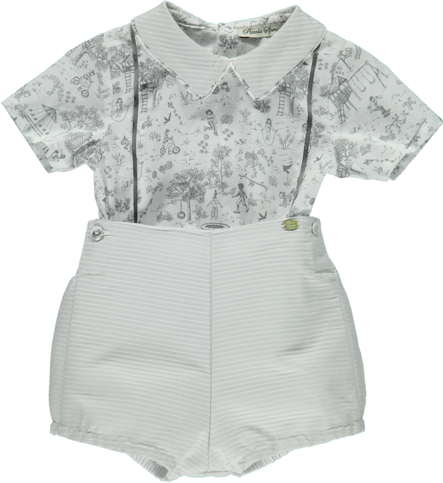 Baby Boy Light Grey Cotton Shorts Set