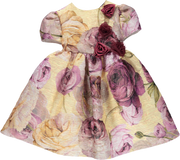 Gold & Pink Floral Print Dress
