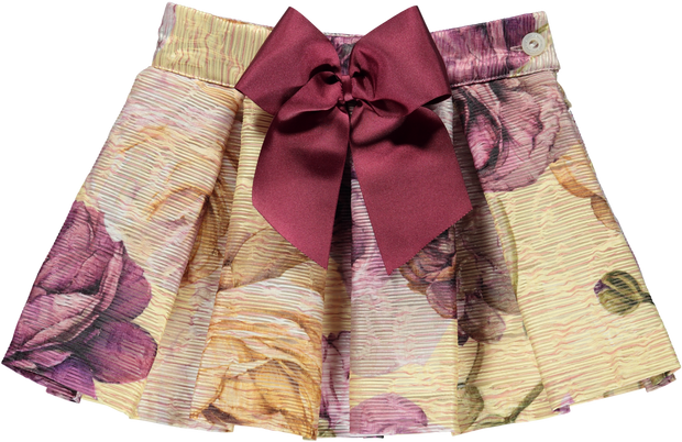 Gold & Pink Floral Print Skirt