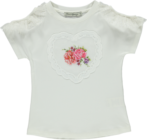 Girls White Cotton Lace Top