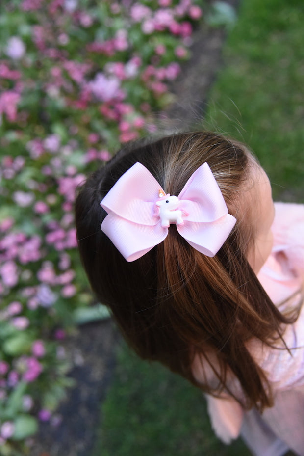 Large Pink Bow Unicorn Hair Clip
