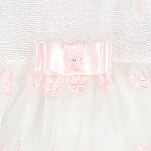 Pink Embroidered Butterfly Chiffon Dress