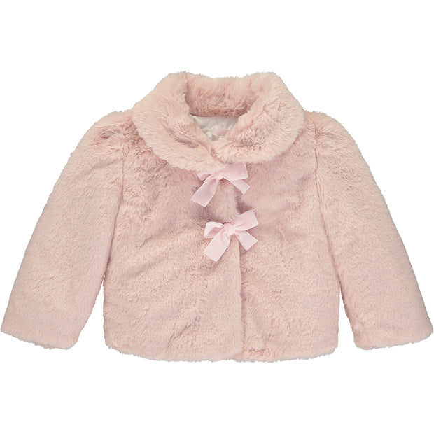 Girls Pink Faux Fur Coat