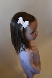 Silky Lace Pink Bow Hair Clip